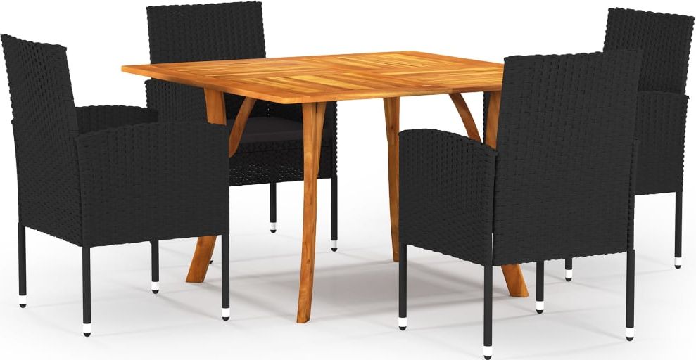 vidaXL 5-częściowy zestaw mebli ogrodowych, czarny