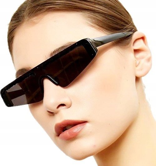 Edibazzar Czarne Przeciwsłoneczne Okulary Prostokątne retro