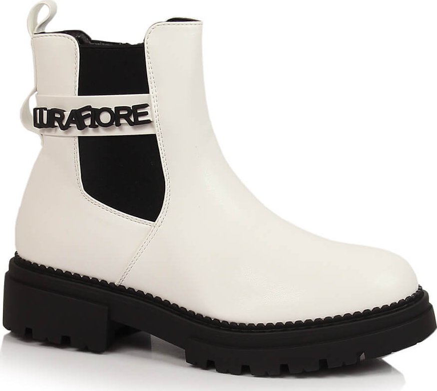 Laura La.Fi Botki sztyblety damskie na platformie ocieplane białe Laura La.Fi 37