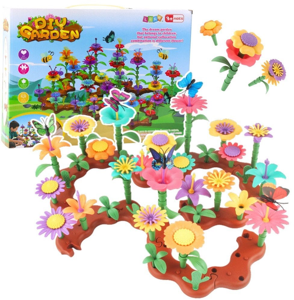 LeanToys Zestaw Klocki Konstrukcyjne Kreatywny Ogród Kwiaty 198 el.