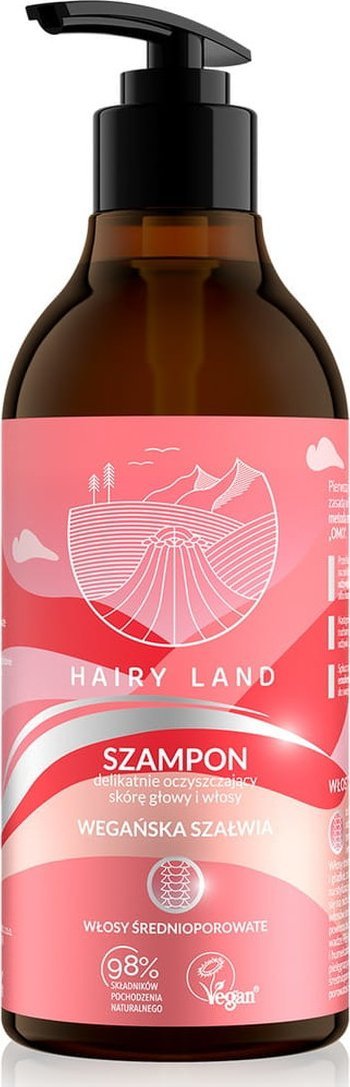 Hairy Land Wegańska Szałwia Szampon delikatnie oczyszczający skórę głowy do włosów średnioporowatych 400ml