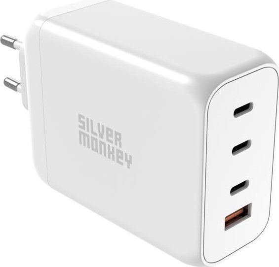 Ładowarka Silver Monkey Ładowarka GaN Silver Monkey SMA154 200W 3xUSB-C PD USB-A QC 3.0 - biała