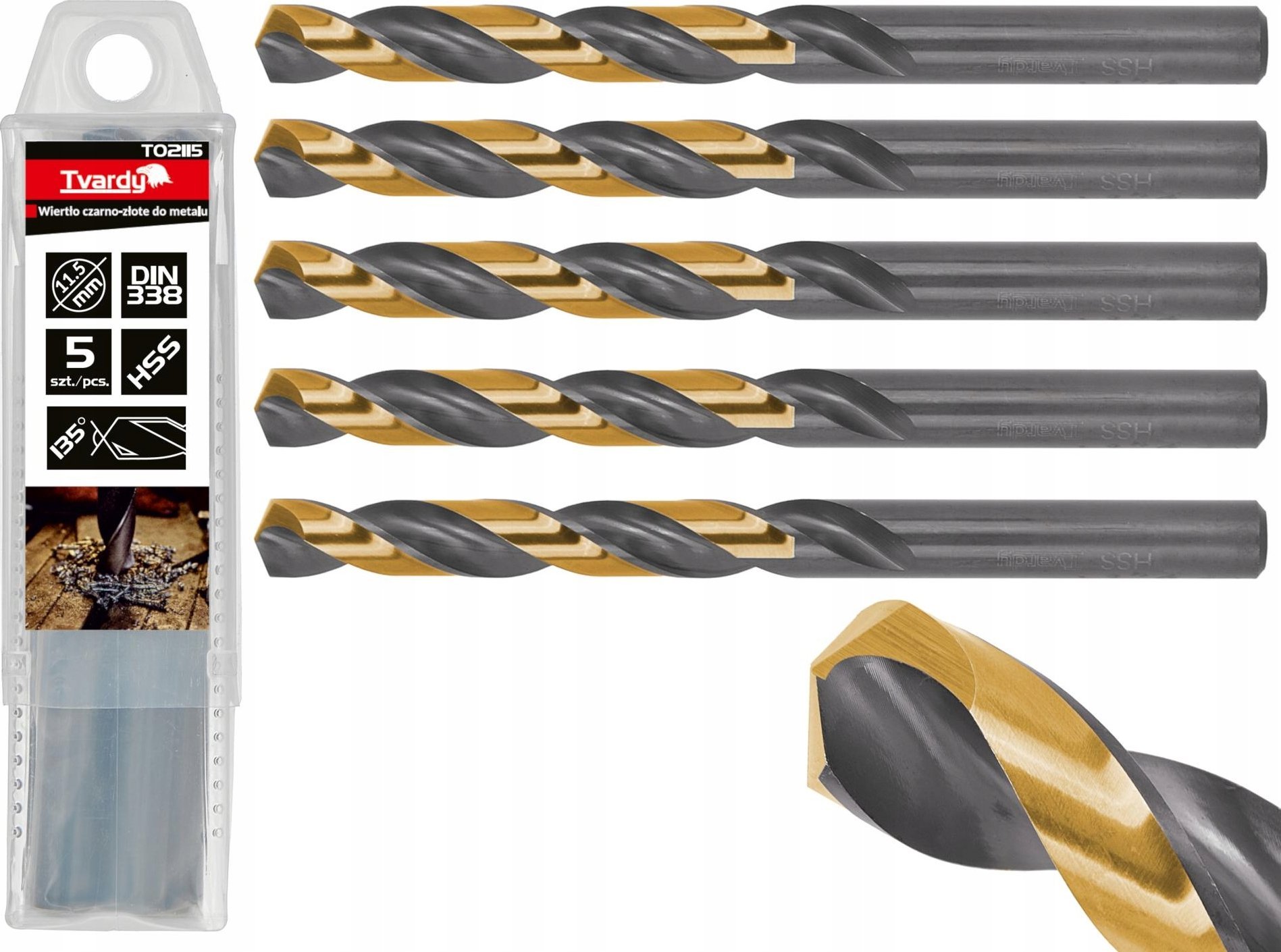 Wiertło Tvardy Wiertło czarno-złote do metalu HSS 12.50mm (5/50/150)