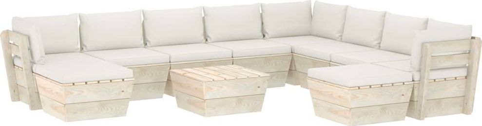 vidaXL VidaXL 11-cz. zestaw wypoczynkowy z palet, z poduszkami, świerk