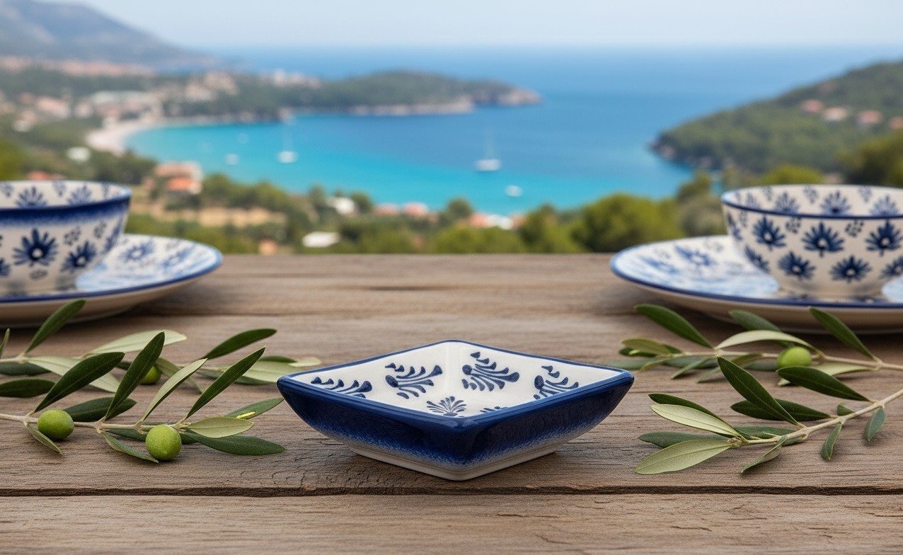 Dip kwadratowy 9 cm ceramiczny F1 White/Dark Blue