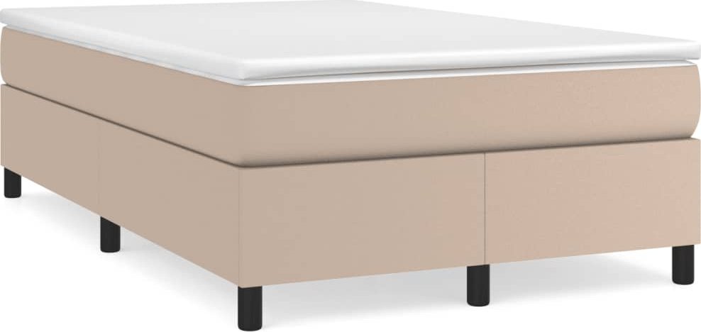 vidaXL Łóżko kontynentalne z materacem, cappuccino, 120x190cm ekoskóra
