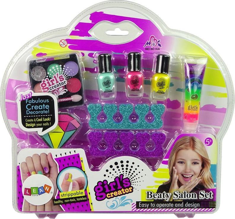 Lean Sport Zestaw Lakier do Paznokci Cienie Do Powiek Tęczowy Błyszczyk Brokat