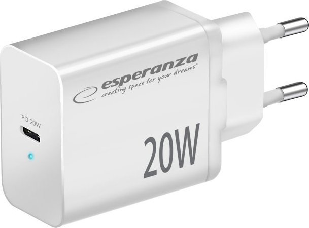 Ładowarka Esperanza EZC104W Esperanza ładowarka sieciowa 20w usb-c pd biała
