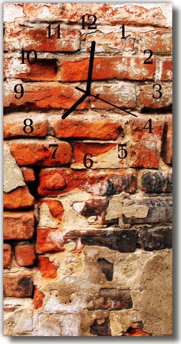 Tulup Zegar Szklany Pionowy Mur cegła pomarańczowy 30x60 cm - 1638770