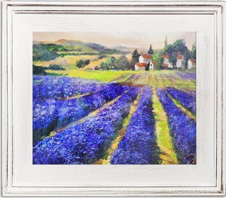 GO-BI Obraz "Pola lawendowe" ręcznie malowany 30x35cm