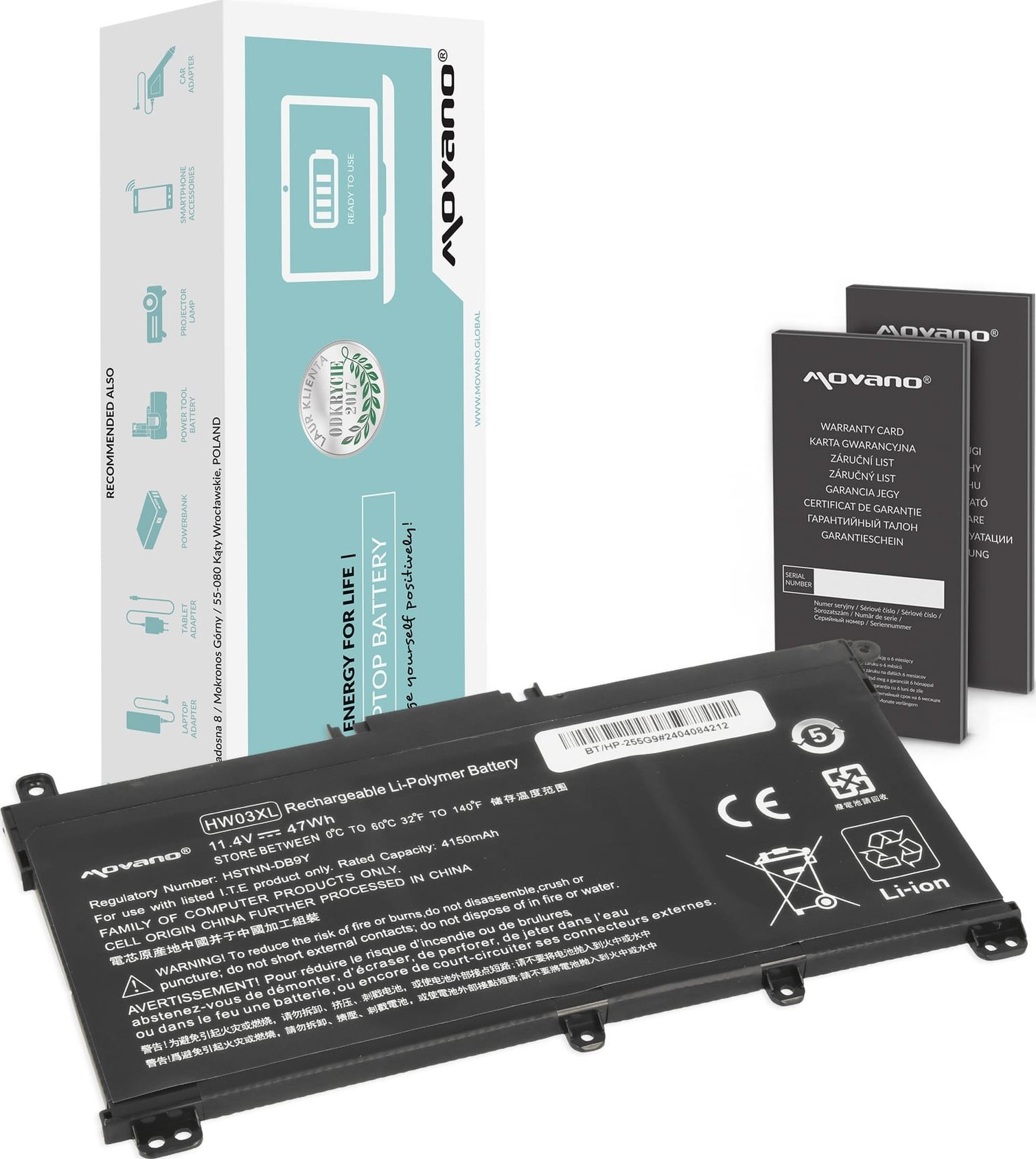 Pamięć do laptopa Movano Bateria Movano do HP 250 255 G9, 15-EH