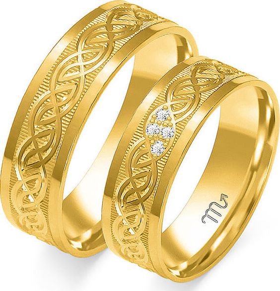 Lovrin Obrączka ślubna złota 333 z diamentami i wzorem