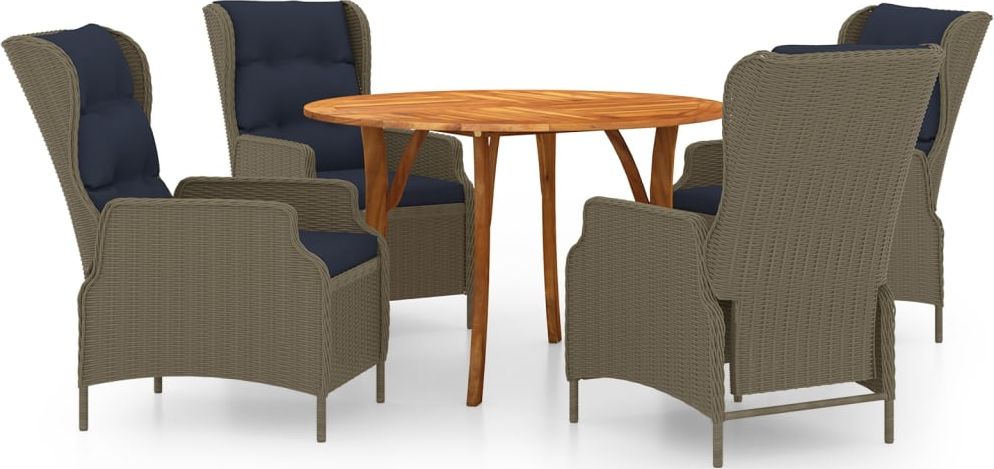 vidaXL 5-częściowy zestaw mebli ogrodowych, brązowy