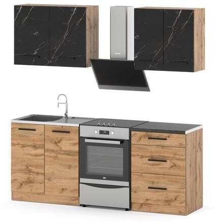 Kuchnia Modułowa Nowoczesna 2m Drewniana Z Blatem Wotan San Sebastian