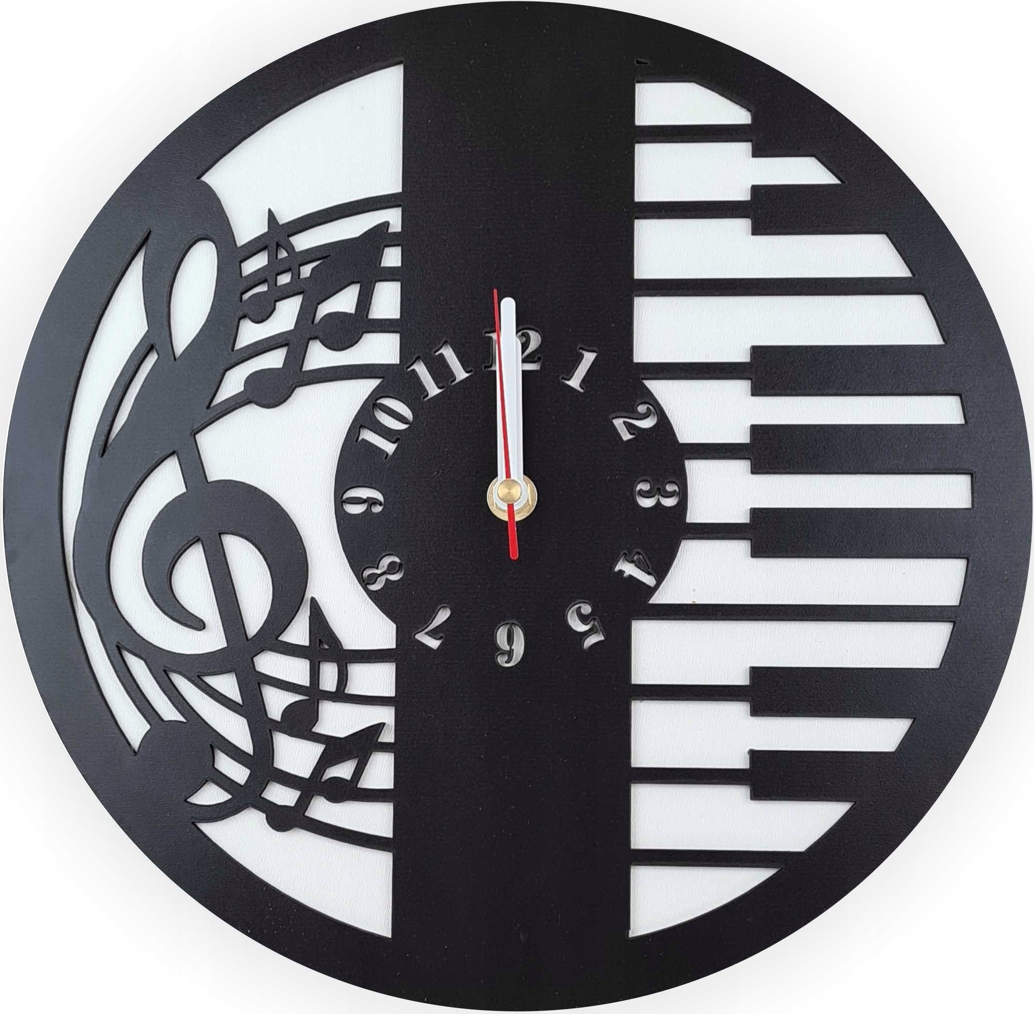 naSciane Zegar ścienny 3D nuty pianino prezent dla muzyka