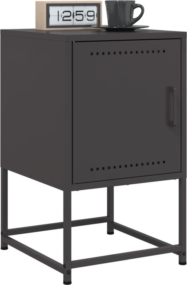 vidaXL Szafki nocne, 2 szt., czarne, 36x39x60,5 cm, stal