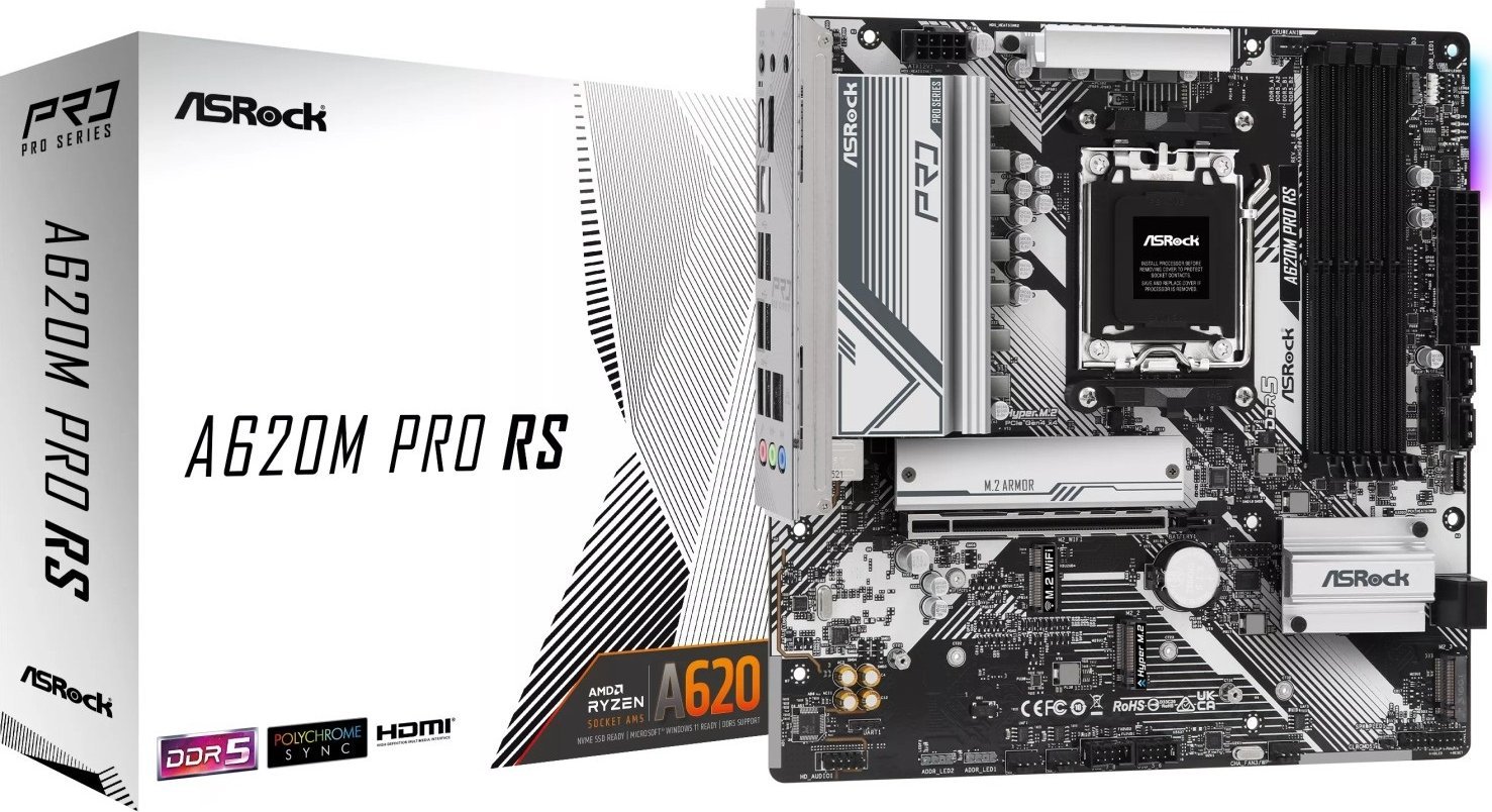 Płyta główna ASRock Płyta główna A620M PRO RS AM5 4DDR5 HDMI/DP M.2 mATX