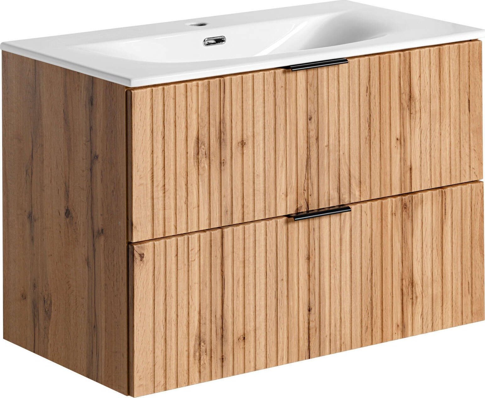 Comad Szafka łazienkowa z umywalką, wisząca, Adel, 80x46x57 cm, dąb wotan, mat