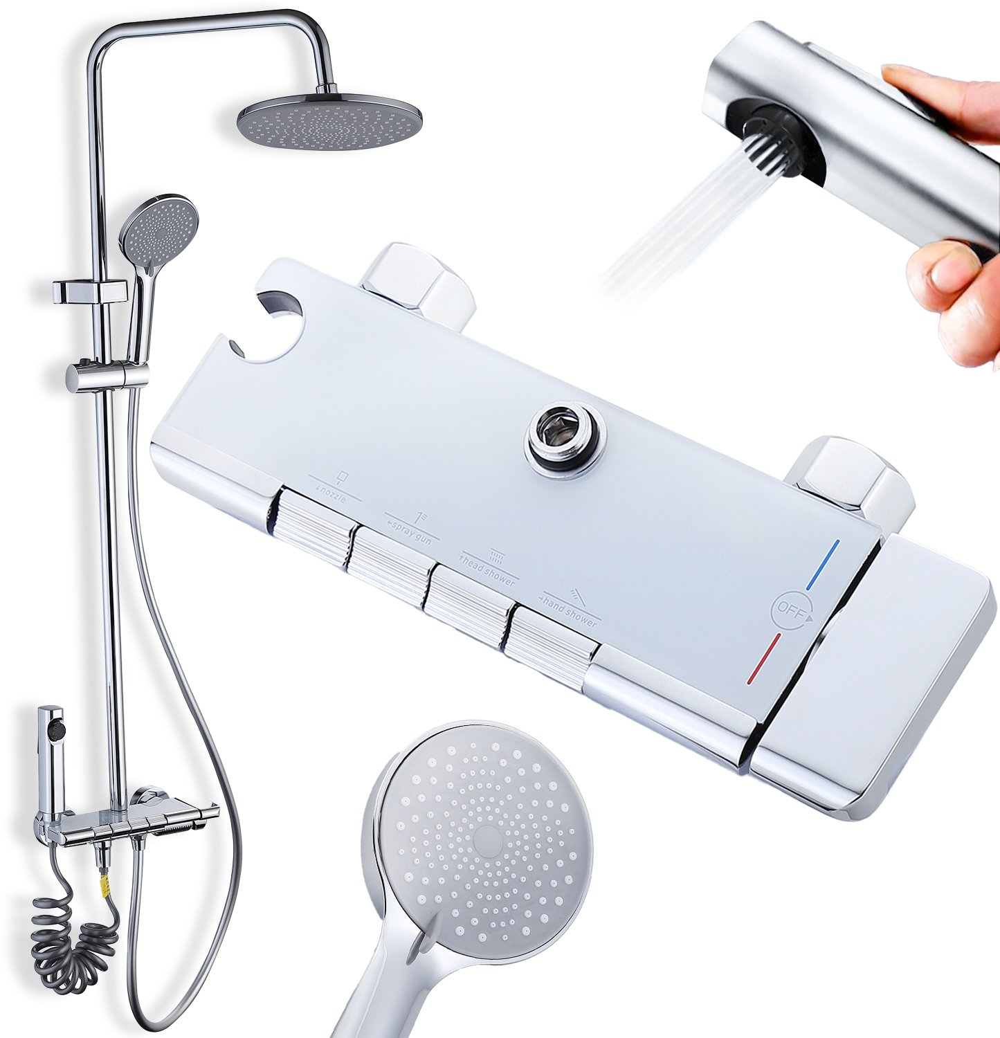 Zestaw prysznicowy Heckermann CS18 Srebrny Kolumna nartyskowa Deszczownica