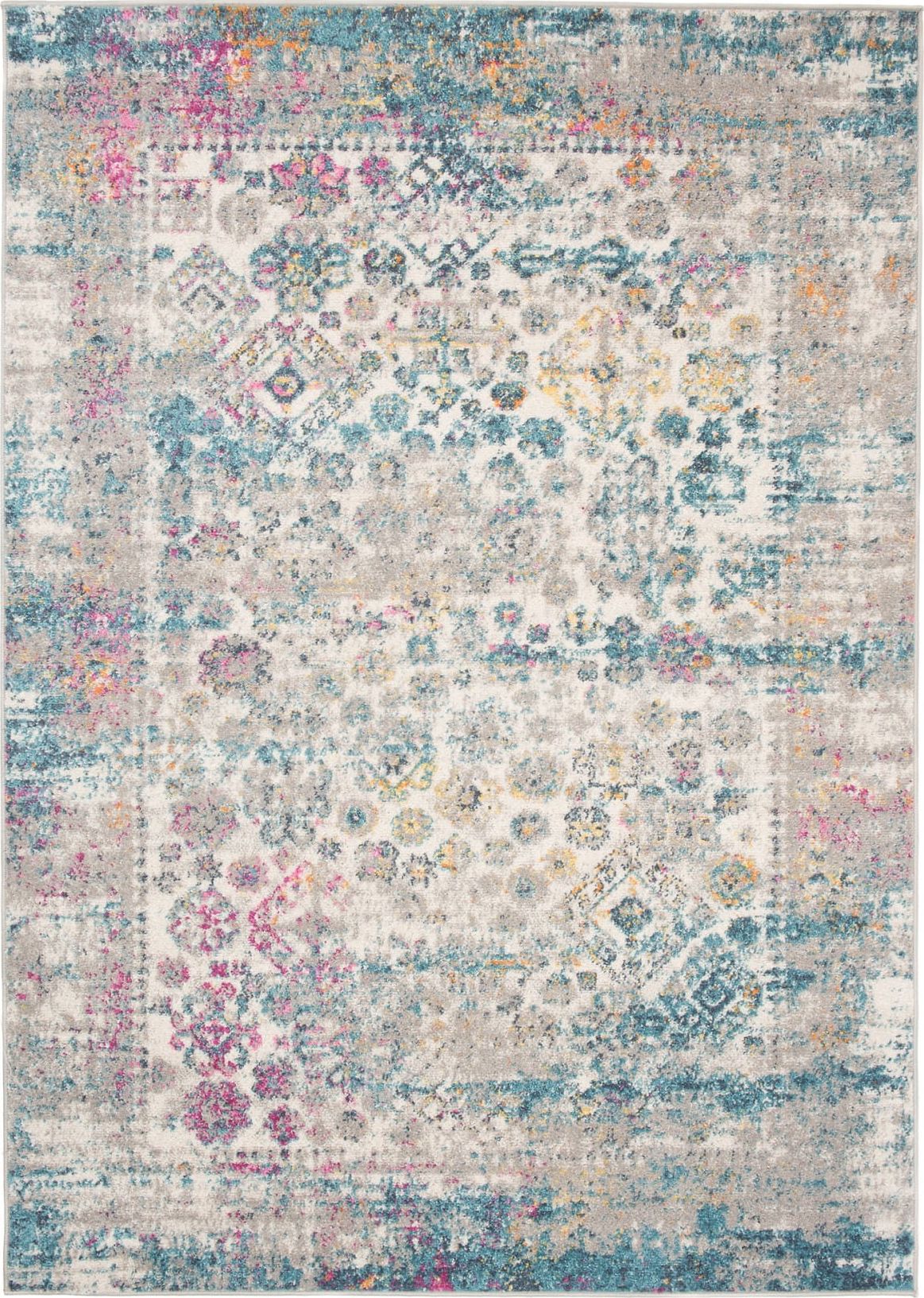 Carpetpol Dywan nowoczesny szary niebieski melanz vintage D253A AGREY/MAVI LAZUR (1.20*1.70)