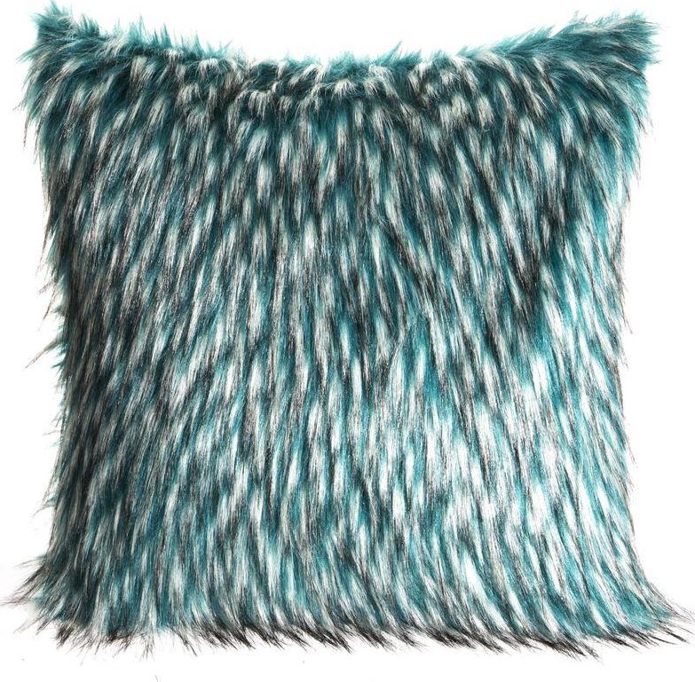 Eurofirany Poszewka z futerka z długim włosem 45x45 turkus 45 x 45 cm