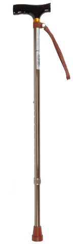 Laska regulowana aluminiowa z drewnianą rączką brązowa