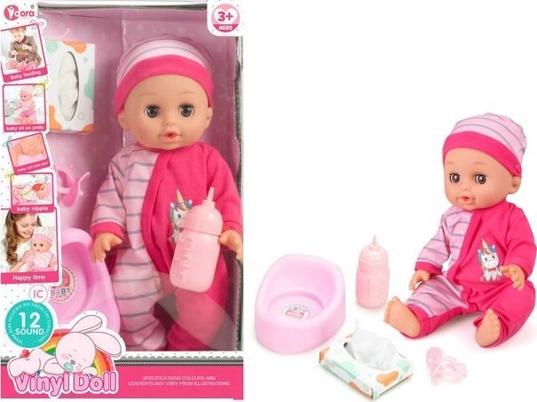 Gazelo Lalka bobas z akcesoriami nocnik butelka smoczek dźwięki funkcja sikania G187976