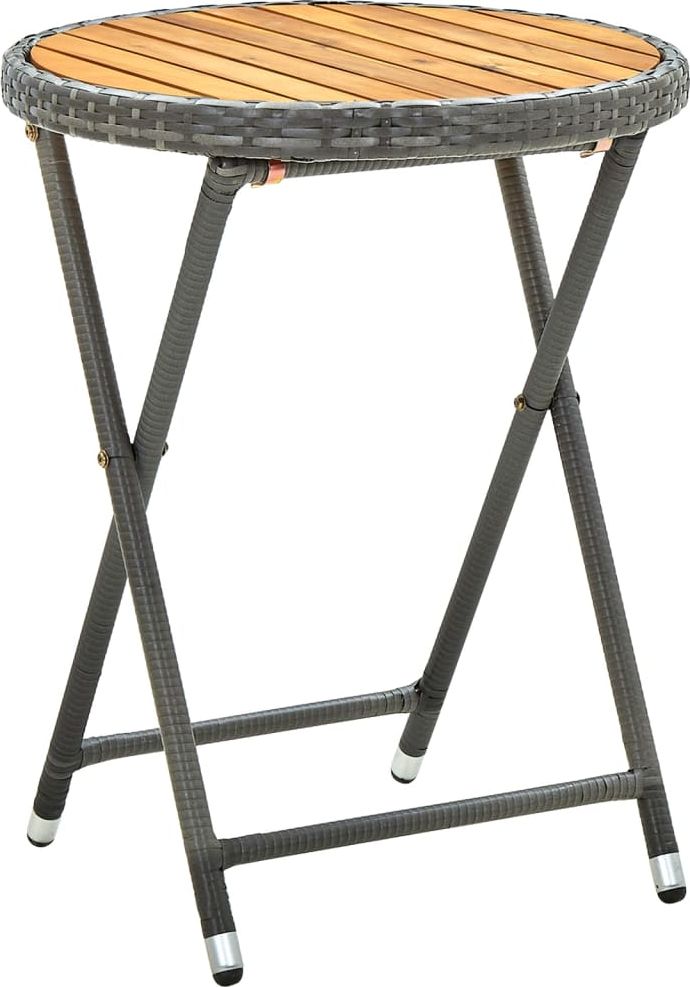vidaXL Stolik herbaciany szary rattan PE i drewno akacjowe