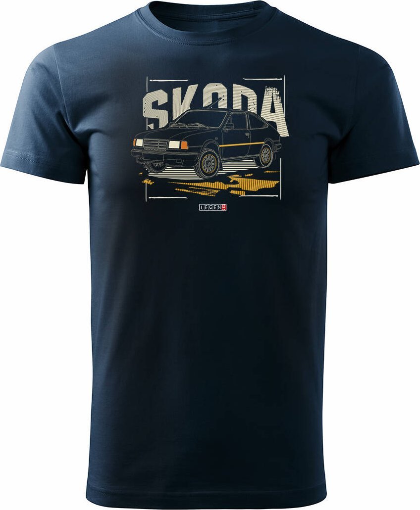 Topslang Koszulka z samochodem Skoda 120 125 130 PRL legend męska granatowa REGULAR XL