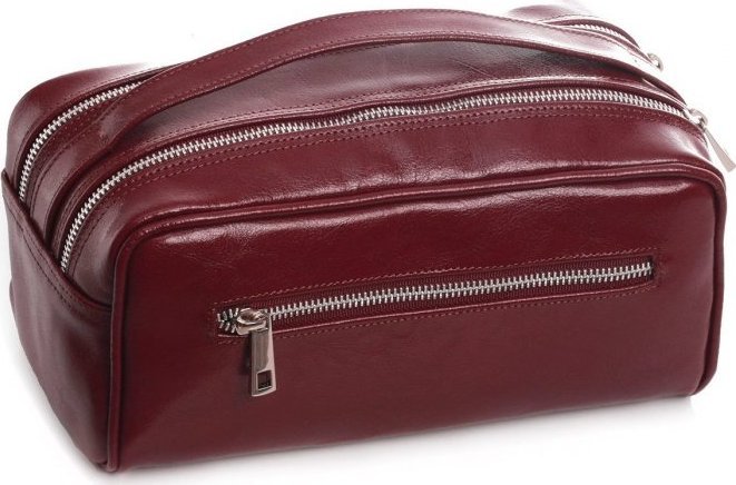 POLSKA SKÓRZANA KOSMETYCZKA SOLOME BORDOWA