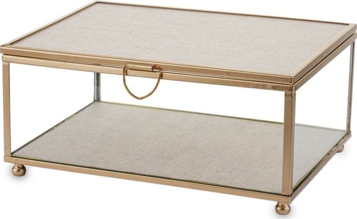 Pigmejka Szkatułka szklana oprawa metal 8x18x13 cm uniwersalny