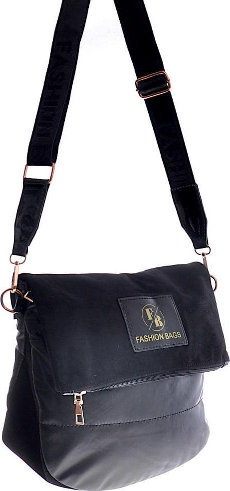 Pantofelek24 Czarna damska torebka z klapą /H2-K6 TB424 M491/ Duża ( mieszcząca A4)