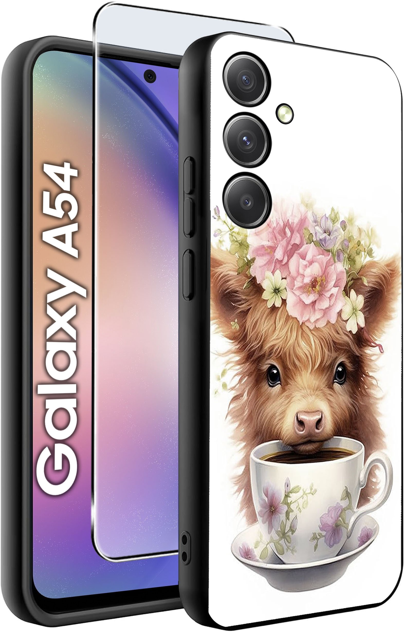 ETUI do Samsung A54 5G WZORY | SILIKONOWE MATT CASE + SZKŁO 9H