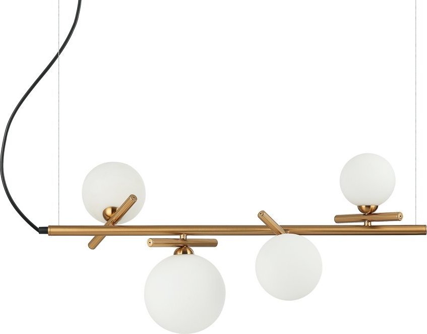 Lampa wisząca Italux Szklana lampa wisząca Reverso PND-5622-4-BRO-W mosiądz