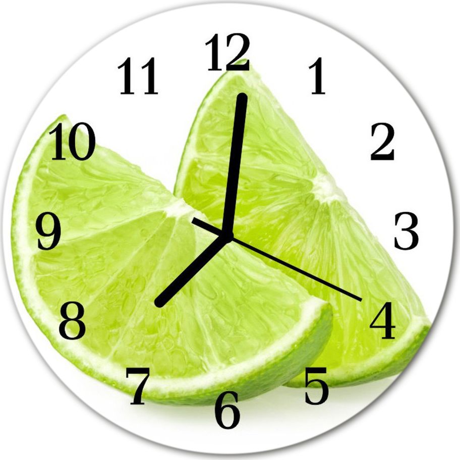 Tulup Zegar na szkle na ścianę Okrągły Limonka Owoc fi 30 cm 76308131