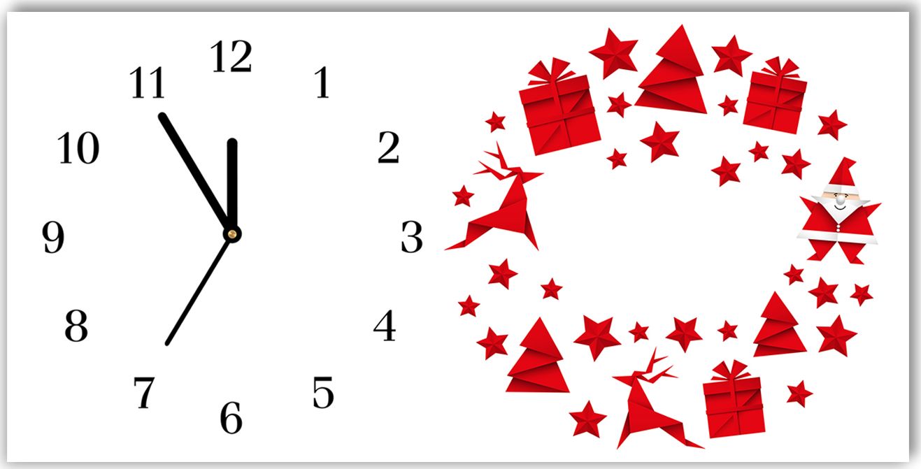 Tulup Zegar ścienny szklany 60x30 cm Boże Narodzenie Ozdoby Święta