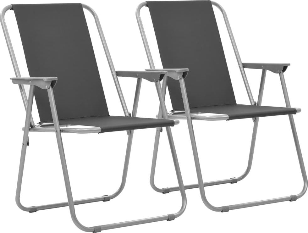 vidaXL Składane krzesła turystyczne szare 2 szt.