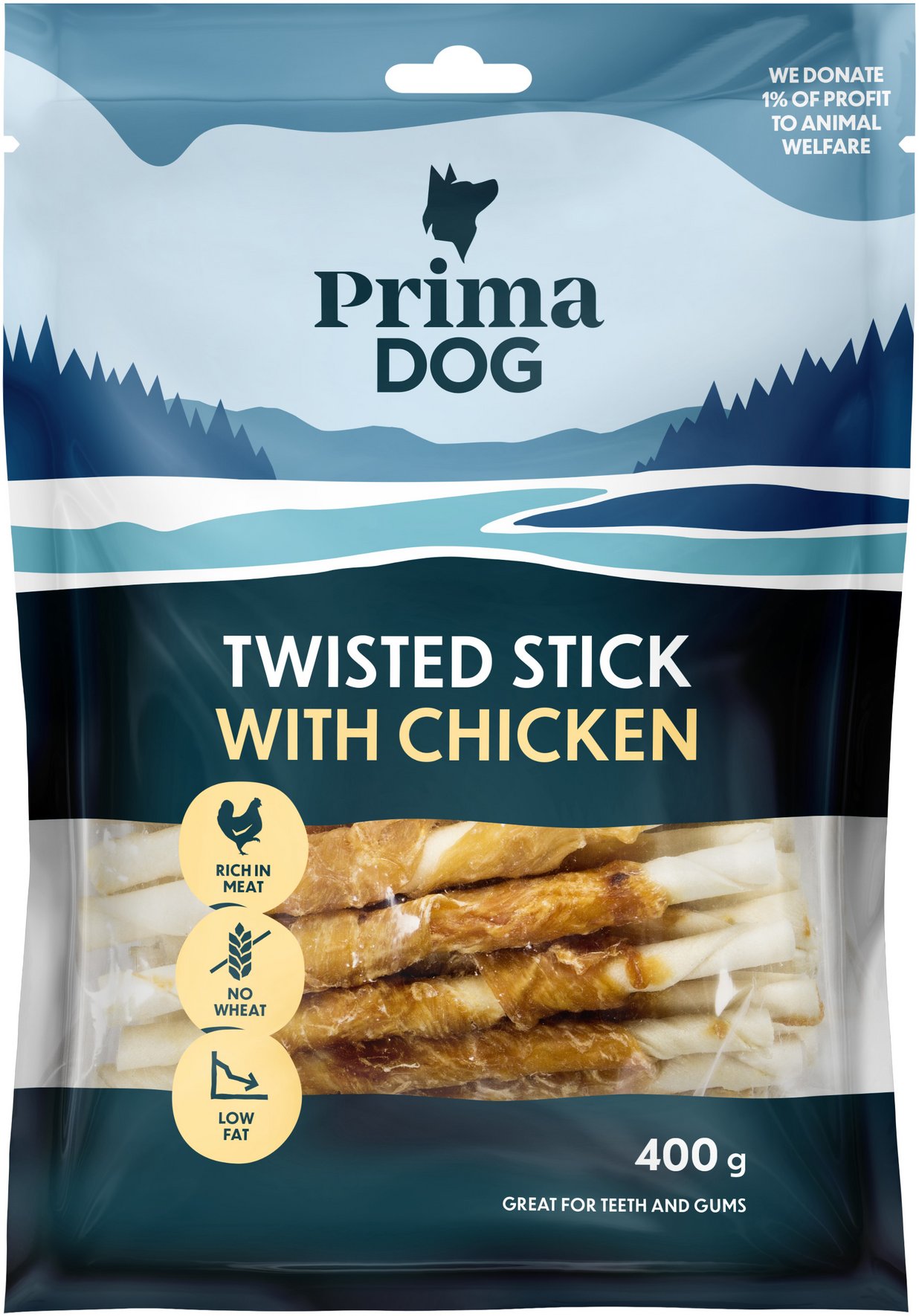 DOG TREAT CHICKEN STICK 13CM 45PCS 400G