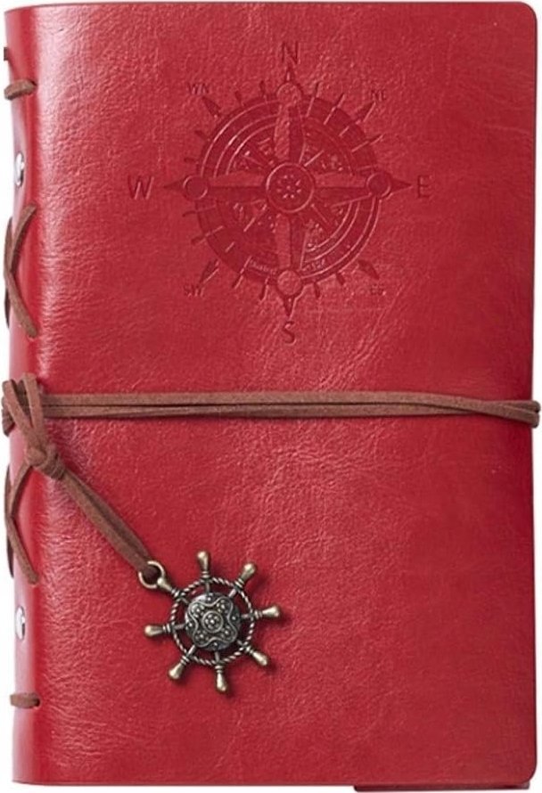 Korbi DUŻY PAMIĘTNIK NOTES NOTATNIK PODRÓŻNIK SKÓRZANY VINTAGE CZERWONY A5