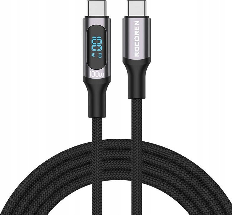 Kabel USB Rocoren USB-C - USB-C 1 m Czarny