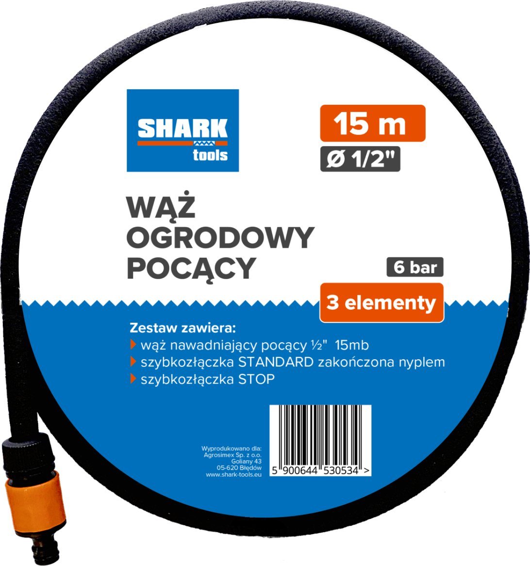 Nawadniający wąż ogrodowy pocący 1/2" 15m Shark Tools