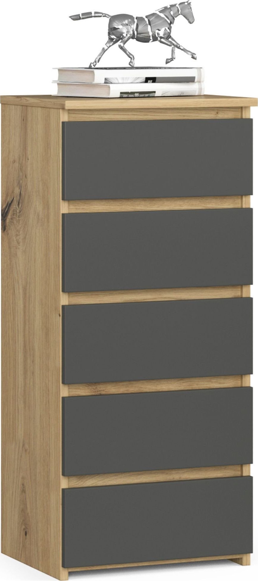 Fabryka Mebli Akord Komoda CL5 40 cm 5 szuflad - dąb artisan szara
