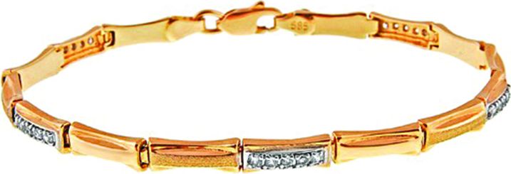 Lovrin Złota elementowa bransoletka 585 cyrkonia 6,54g