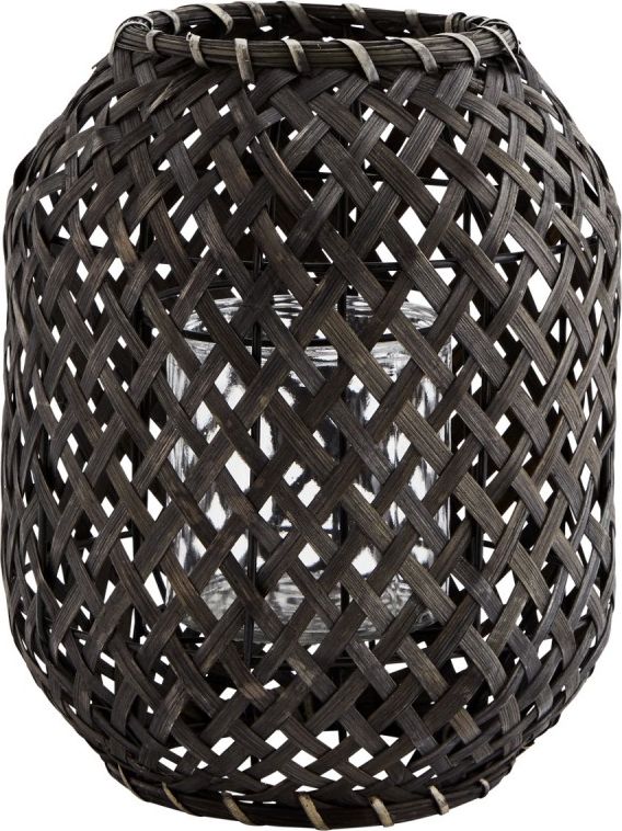 Madam Stoltz Lampion bambusowy NOIR, latarnia ogrodowa czarna