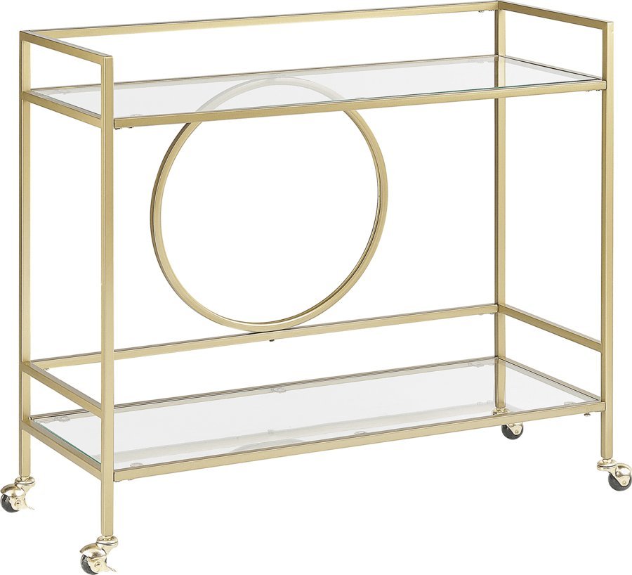 Beliani Metalowy wózek kuchenny 2-poziomowy ze szklanym blatem złoty KERRY