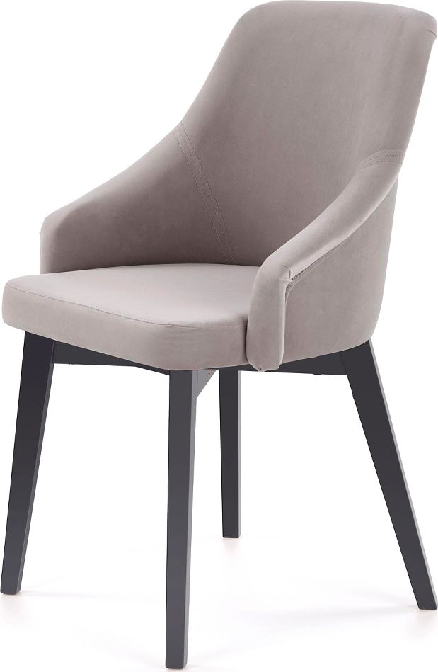 Selsey Krzesło tapicerowane Berlas popielaty velvet na grafitowej podstawie