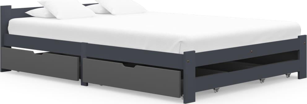 vidaXL vidaXL Rama łóżka z 4 szufladami, ciemnoszara, sosnowa, 160 x 200 cm