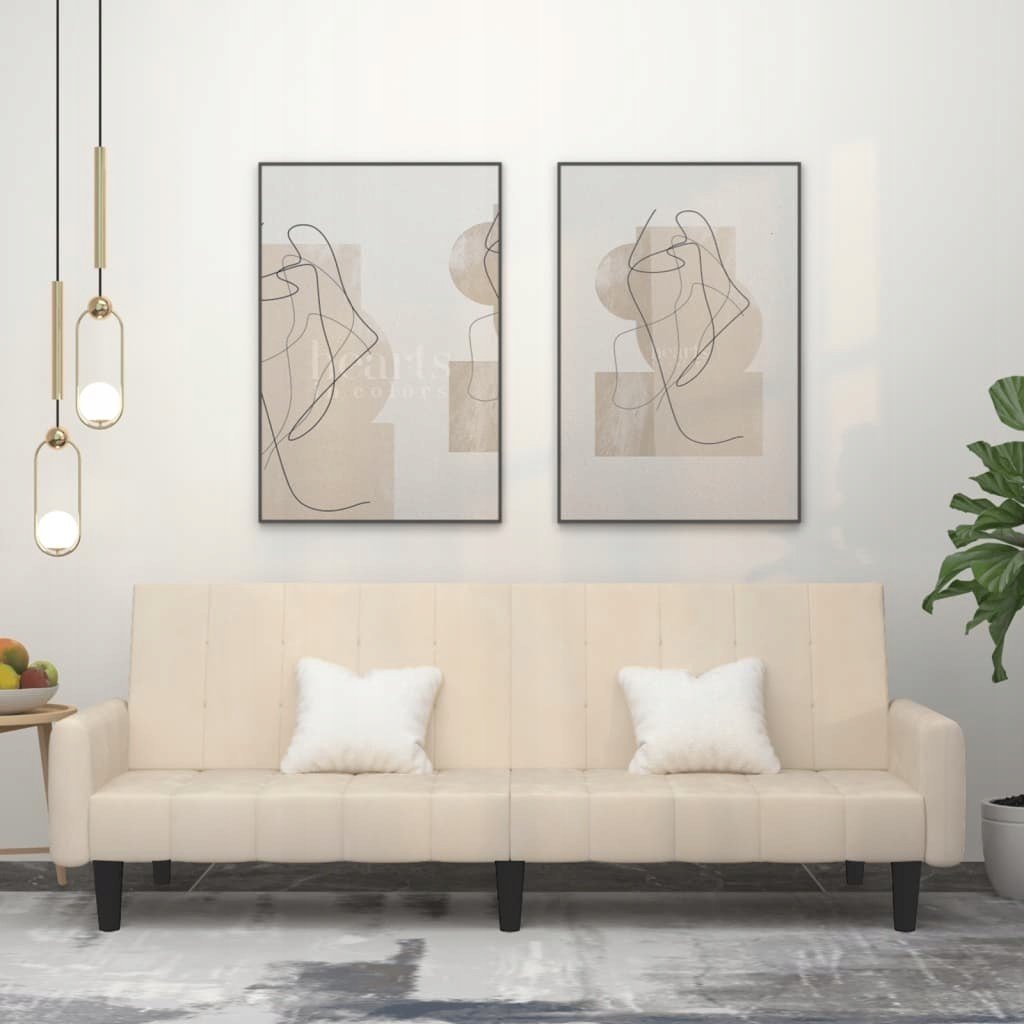 vidaXL 2-osobowa kanapa, kremowa, tapicerowana aksamitem