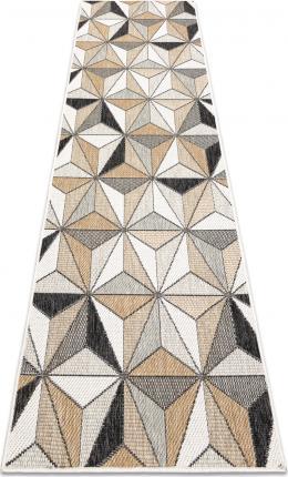 Dywany Łuszczów Dywan, chodnik SZNURKOWY SIZAL COOPER Mozaika, Trójkąty 22222 ecru / czarny, 70x250 cm
