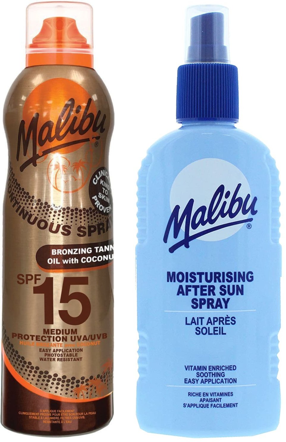 Malibu SPF15 Olejek Z kokosem 175ml + Balsam W Sprayu Po Opalaniu 200ml